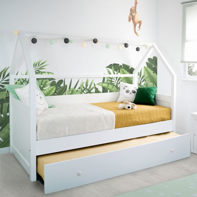 Cama Casinha Branca de madeira com cama dupla